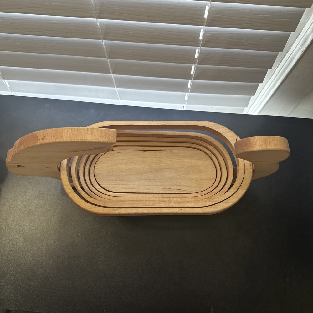 Vintage Telescoping Collapsible Wood Bunny Rabbit Basket Cottage Granny Core - Picture 6 of 10